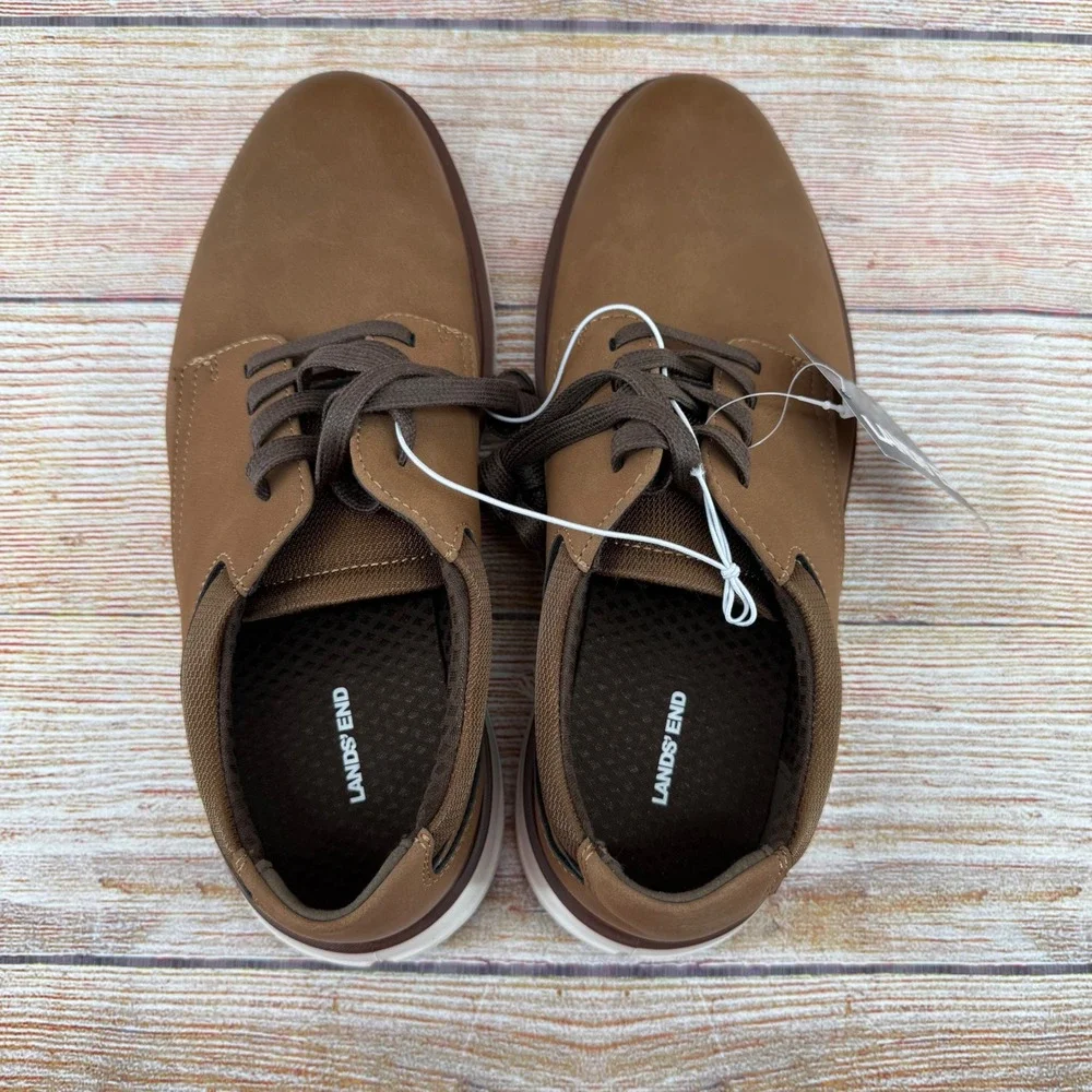 Lands End‎ Sport Oxford Mens 9 Dark Tan White Hybrid Casual Dress Shoes 1908426